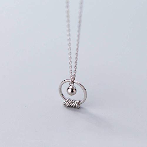 Download S925 Silver Necklace WomenS Simple Circle Bead Pendant Personality Small Circle Clavicle Chain ...