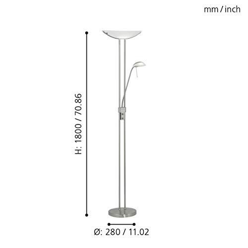 Eglo vloerlamp model BAYA met leesarm/in nikkel mat staal en gesatineerd glas/HV 1 x R7S 300 W 1 x G9 40 W/hoogte 180 cm… - Afbeelding 5