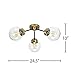 Amazon Brand – Rivet Mid-Century Modern Glass Globe Flushmount Lighting Fixture with 3 LED Bulbs - 24.5 x 24.5 x 10 Inches, Black/Brass