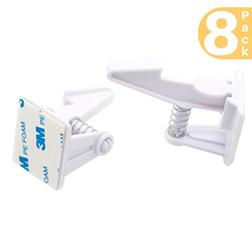 Cabinet Locks Child Safety Latches - 8 Pack - Baby Proofing Cabinets & Drawers Locks - Child Proof Your Home - No Drilling & No Tools Required!
