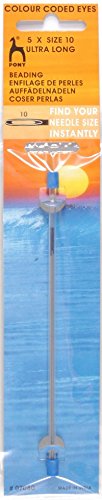 Pony Coded Eye Needles: Ultra Long Beading 10, Multi-Colour