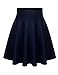 BIADANI Women Versatile Flared Stretch Wide Band Skater Skirts Navy Small