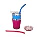 K KICHUZL Colorful Straw Cups with Lids, Pack of 2, Dual Colors Toddler Cup Set Stainless Steel Mugs with Lids and Straws (Rose/Blue)