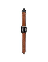 EloBeth iWatch Correa de piel de 1.732 in 1.575 in correa de piel auténtica diseñada con hebilla de mariposa de metal de repuesto para las pulseras compatibles con Apple Watch Series 4 3 2 1