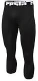 TM-YUC32-BLK_Medium Tesla Men's Thermal Wintergear Capri Shorts Compression Baselayer Tights YUC32
