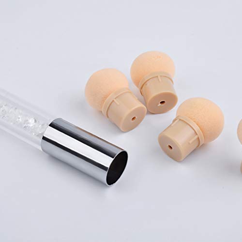 HuiDao Sponge Nail Art Tool Pen Dual Head Nail Sponge Brush Picking Dotting Gradient Ombre Nail Pen Brush with 4 Replacement Heads (White)