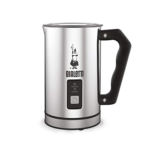 Bialetti 0004430 Montalatte Elettrico, Fassungsvermögen 240 ml, 500 W, 1 Tasse Rostfreier Stahl, Silber schwarz