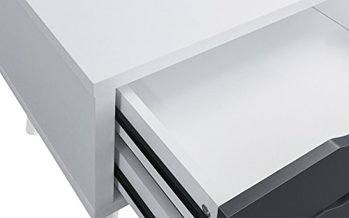 Sofamania Mid-Century Style TV Stand, Living Room Entertainment Center (White/Dark Grey) - Thumbnail 3