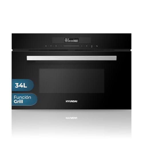 Microondas 34 Litros Integrable con Grill Cristal negro HHMW3414DGB00. 900W, Grill 1100W, 11 Programas, Modo Descongelación, Revestimiento Interior, Fácil Limpieza, Temporizador 95min.