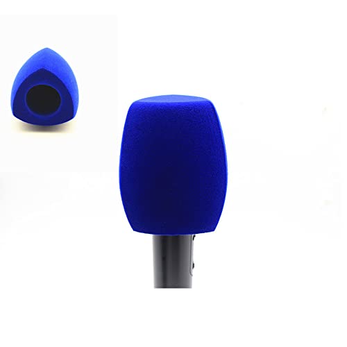 Flocked Mic Foam Windscreens Handhold Mic Foam Covers Windshields for TV Interview Microphones (Triangle, Blue)