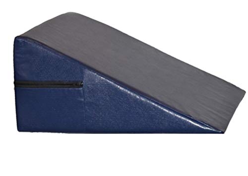 Vinyl Foam Wedge Support Pillow, Acid Reflux Therapeutic Foam Back and Legs Medical Quality Anti Bacteria Bed Wedge (18" X 18" X 8") Navy