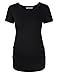 MissQee Maternity Shirt Side Button and Ruched Maternity Tunic Tops Maternity Short Sleeve T-Shirts (S,Black)