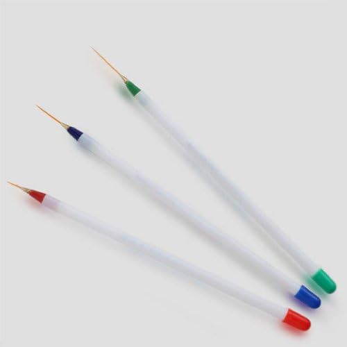 3 x White Handle Extra Fine Sable Striping Liner Pens/Brushes Nail Art Drawing Set