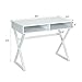 Tangkula White Desk with Storage, Makeup Vanity Table for Bedroom, Multifunctional Study Table with 2 Storage Compartments, Writing Desk for Home Office