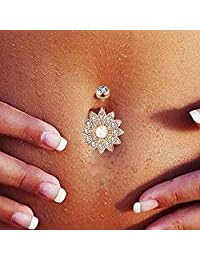 YSense - 6 piercings de ombligo de acero inoxidable de 0.49 oz para mujeres y niñas