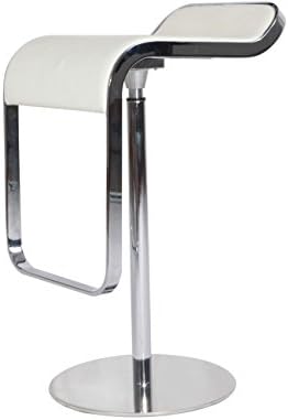 MCM LEM Style Adjustable Piston Bar Stool(White) , Italian Leather with Stainless Steel Frame-HS098WHIL