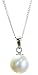 Women's Beautiful 925 Sterling Silver 8.0mm White Freshwater Cultured Pearl Necklace Pendant, 18