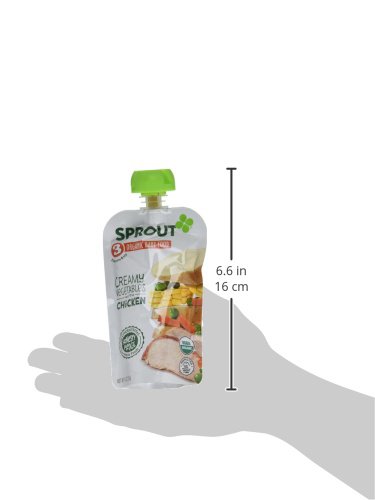 SPROUT ORGANIC BABY FOOD POUCHES STAGE 3, CREAMY VEGETABLES W/ CHICKEN, 4 POUCHES (PACK OF 6) CREAMY VEGETABLES WITH CHICKEN 24 OUNCE