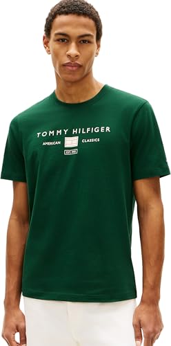 Uomo T-Shirt Maniche Corte Brand Love Mono Stack in Cotone, Verde (Nocturnal Green), M