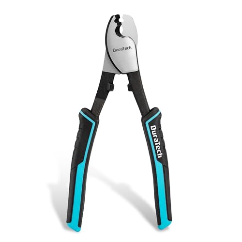 DURATECH 200 mm Cable Cutter Shearing Pliers for Electricians with Stripping Function, Professional Scissors for Cutting Copper, Aluminium and Electric Cables