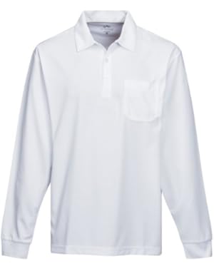 Men's Long Sleeve 3-Button Waffle-Knit Endurance Pocket Polo (6 Colors, S-4XLT)