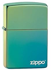 Zippo High Polish Teal Zippo Logo Pocket Lighter