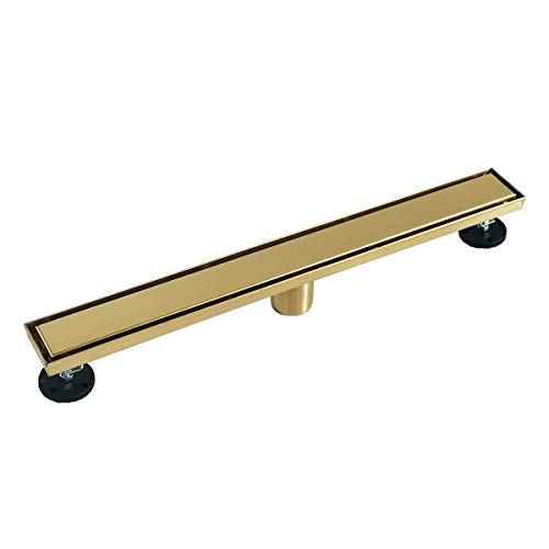 Neodrain Brushed Brass 24Inch Linear Shower Drain With 2in1 Flat