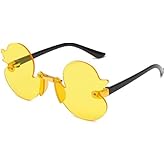 SelHeng Yellow Cartoon Little Duck Personality Frameless Sunglasses Boys and Girls Copy Tide Sunshade Sunglasses Girls Gifts, Decorations