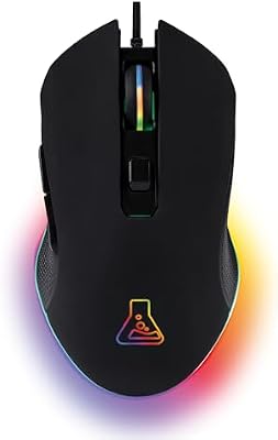 - Kult Helium Souris Gamer Filaire USB - Capteur Optique 800 à 6400 DPI, Rétroéclairage LED 7 Couleurs, 6 Boutons - Souris Gaming Confortable et Légère - Compatible PC PS4 Xbox One PS5