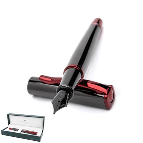 Monteverde USA Impressa Fountain Pen Gun Metal with Red Trim - Stub Point - JoW…