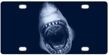 6" X 12" Great White Shark Opening the Mouth Printed License Plate Cover for Car,Car Tag,Auto Tag