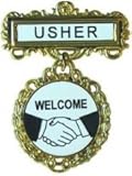 Swanson Christian Supply 80806 Badge Usher Welcome Pin Back Fancy Round Brass