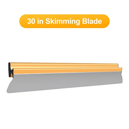 FUNTECK 30 Inch Skimming Blade | 0.5mm Stainless Steel Blade Insert | Finishing Knife with Extruded Aluminum Blade Housing | Including an Extra Blade Insert