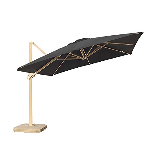 Sekey Ampelschirm 300 x 300 cm Aluminium-Sonnenschirm mit ständer Marktschirm Gartenschirm Terrassenschirm Kurbelschirm…