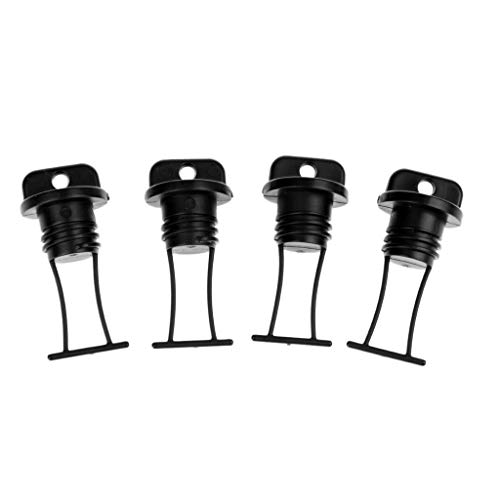 ButyYI 4 Pieces Black Plastic Hull Drain Plug Kit Kayak Canoe Boat Drain Holes Plugs Replacement Accessories