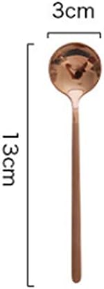 2pcs 13cm/17cm Colourful Spoons Soup Spoon Long Handle Gold Spoon Set for Ice Cream Coffee Tableware Spoons Rose Gold 13CM
