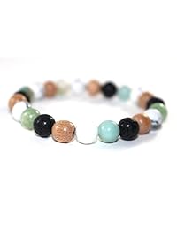 Mana Vibes - Pulsera de aceite esencial, multicolor, roca de lava, madera de palisandro natural, howlita,  ita, 0.315 in