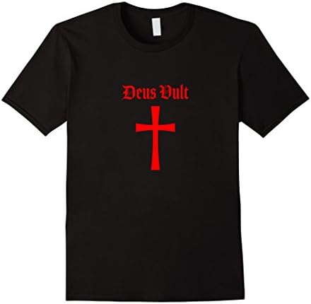 Mens Deus Vult (God Wills) Crusader Tee Shirt XL Black