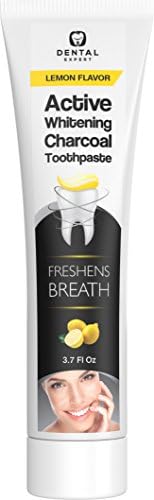 Activated Charcoal Teeth Whitening Toothpaste DESTROYS BAD BREATH - Best Natural Black Tooth Paste Kit - Herbal Decay Treatment - REMOVES COFFEE STAINS - LEMON FLAVOR - 105g (3.70oz)