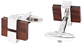 RURUI Personalized cufflinks Natural Wood Cufflinks Square Handcrafted Wooden Wedding Cuff Links Gifts for men With gift Box (rectangles)