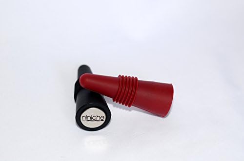 Wine Bottle Stoppers by Niniche | Set of 2 Black and Maroon (Burgundy) Food Grade Silicone Reusable Seals to Save you from Worrying about Freshness and Preserve the Taste of your Bouquet