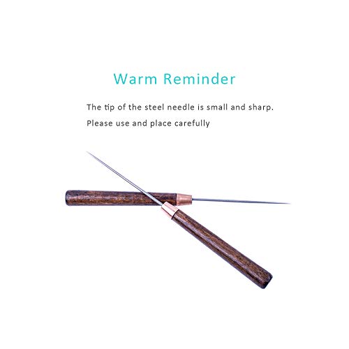 ZLKSKER (Pack of 2) Leather Scratch Awl with Wooden Handle, Sewing Tailors Awl for Punch Stitching, DIY Handmade Leather Craft Repair Tools