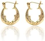 10k Yellow Gold Friendship Love Hoop Earrings with Kissing Dolphin Design