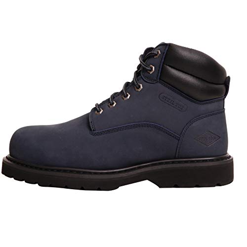 Steel Toe Work Boots for Men 6" - Safety Shoes Slip Resistant & Electrical Hazard Work Boots (11, Navy)