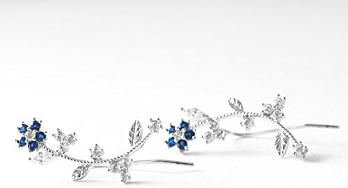 925 Sterling Silver AAA Blue CZ Ear Climbers Nickel Free Lead Free