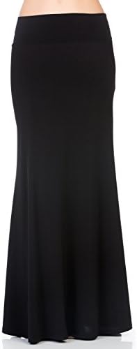 Cody Line Women's Relaxed Comfortable Fit Maxi Skirts (3X-Large, C222 Solid Black)