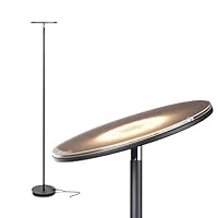 Brightech Sky Flux - The Very Brightest LED Torchiere Floor Lamp, for Your Living Room & Office - Halogen Lamp Alternative with 3 Light Options Incl. Daylight - Dimmable Modern Uplight - Black