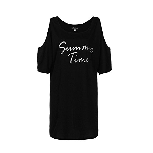 Hmlai Womens Letters Print Tassel Baggy Swimwear Bikini Cover-ups Beach Dress (Summer Time-Black, L) - Thumbnail 2