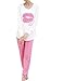 VENTELAN Women's Long Sleeve Sweet Kisses Pajama Sets Sleepwear, Pink, M