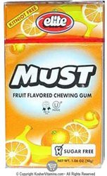 Elite Must Fruit Flavored Chewing Gum Sugar Free Kosher for Passover - 20 Pieces